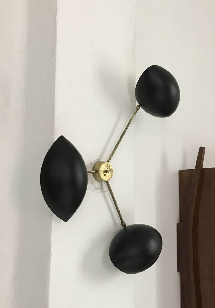 Sculptural wall sconce 3 black arms