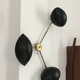 Applique murale sculpturale 3 bras noir