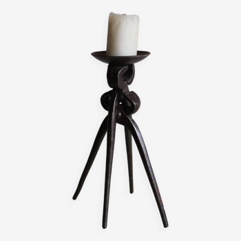 Handcrafted brutalist iron candle holder