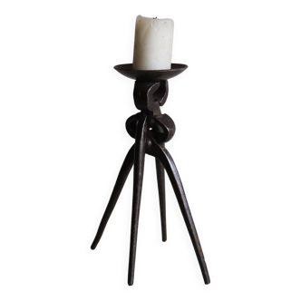 Handcrafted brutalist iron candle holder