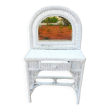 Dressing table in woven white rattan; 1970s