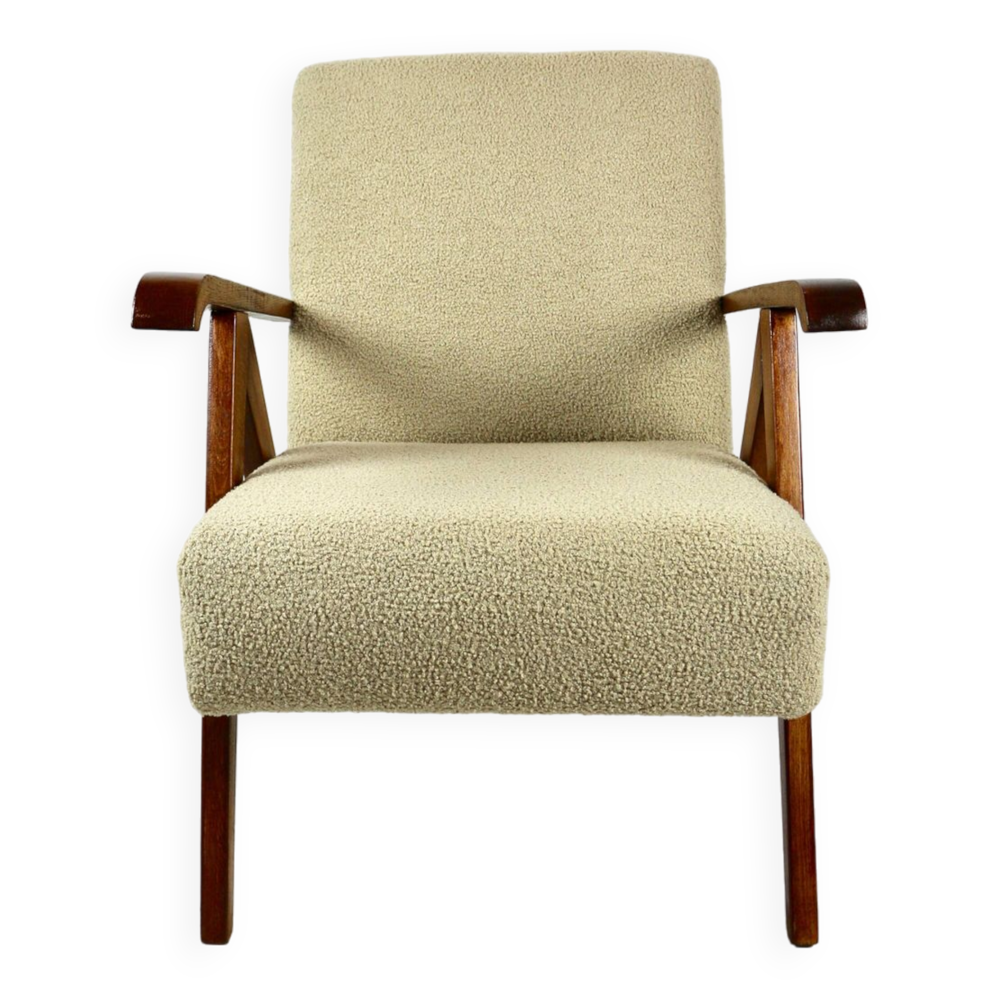Vintage Beige Boucle Armchair in Style of Var B310, 1970s