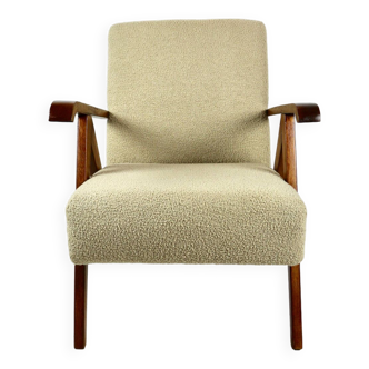 Fauteuil Vintage Boucle Beige Style Var B310, 1970