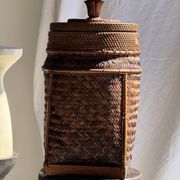 Large Indonesian wicker fishing basket with lid H65 D33