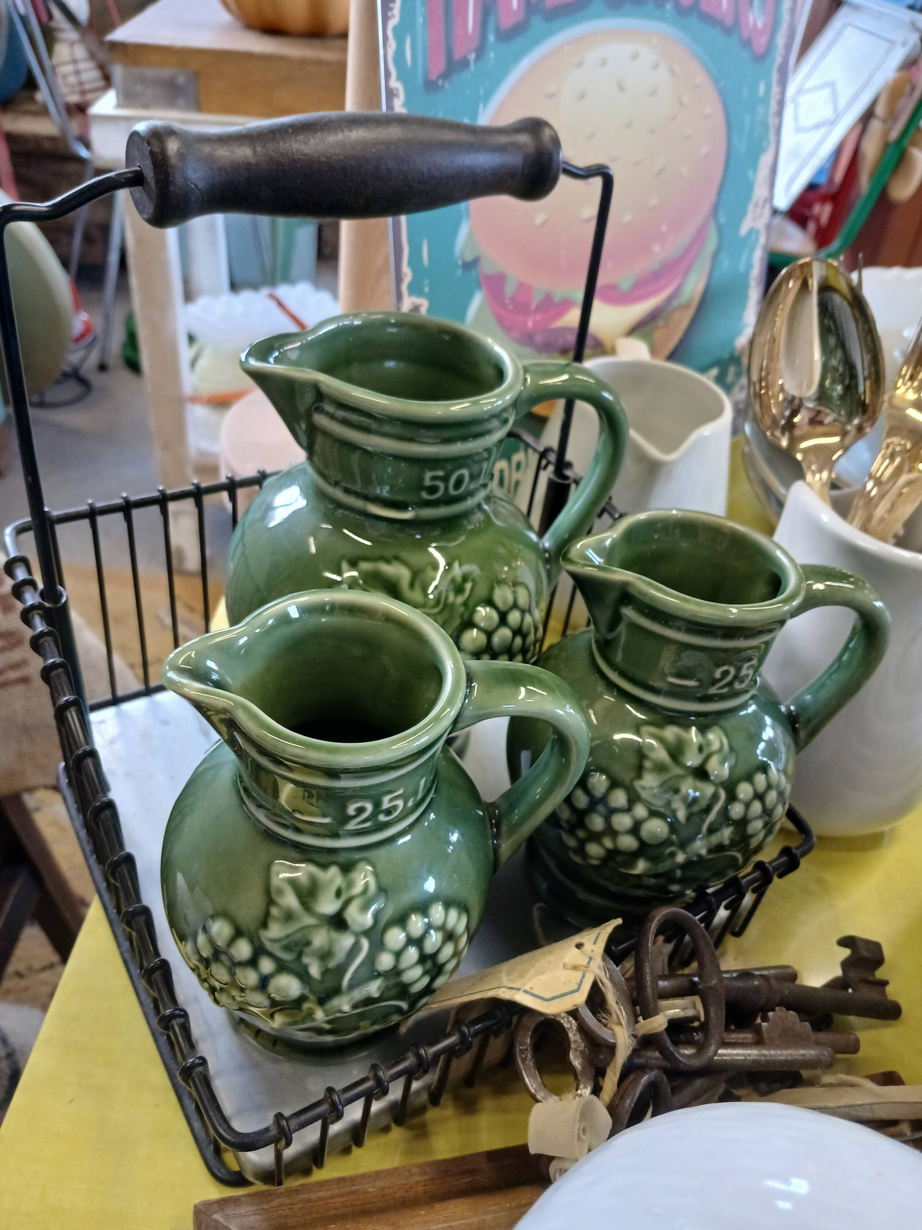 3 antique wine jugs
