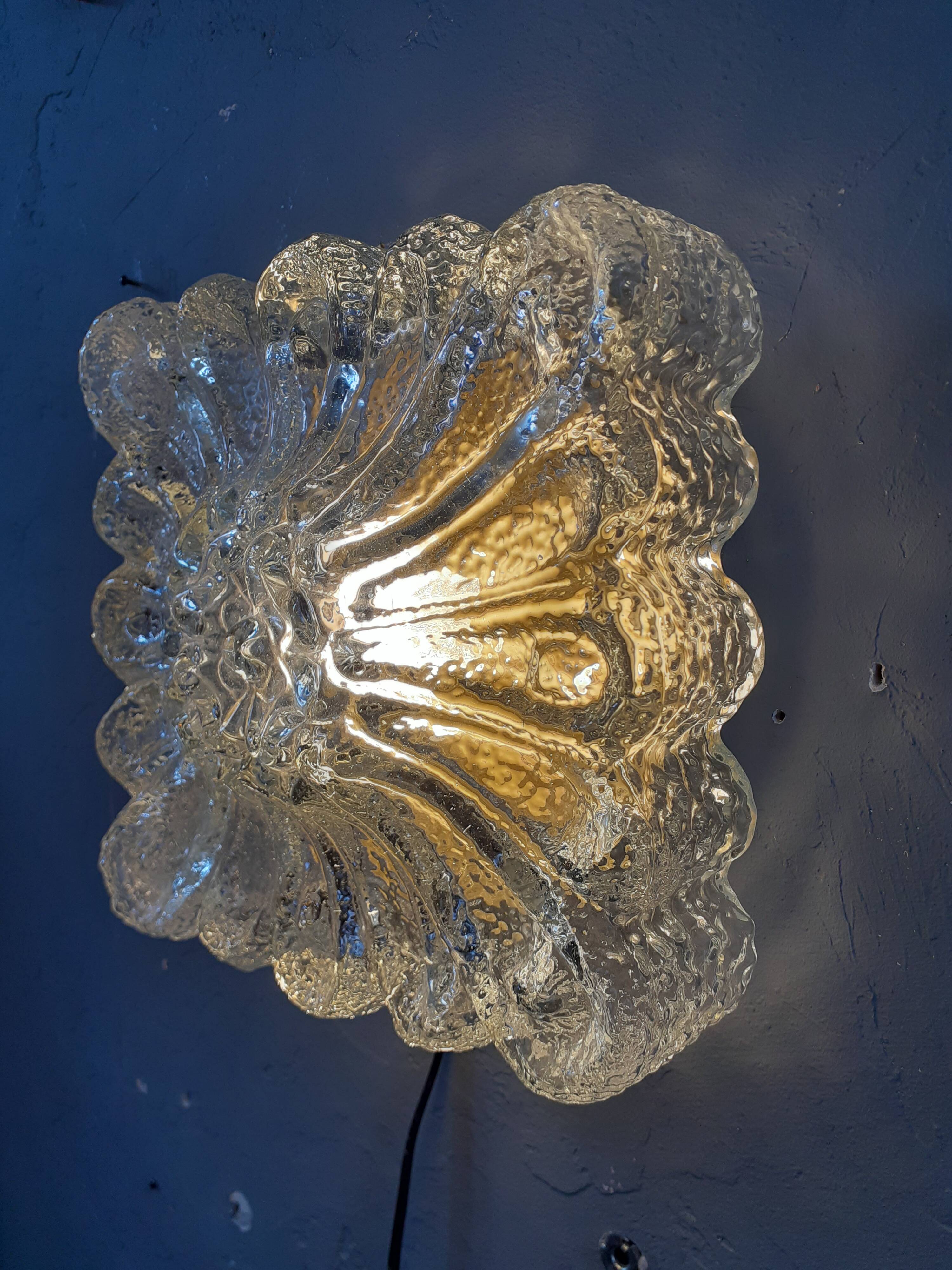 1960s wall light, moulded glass