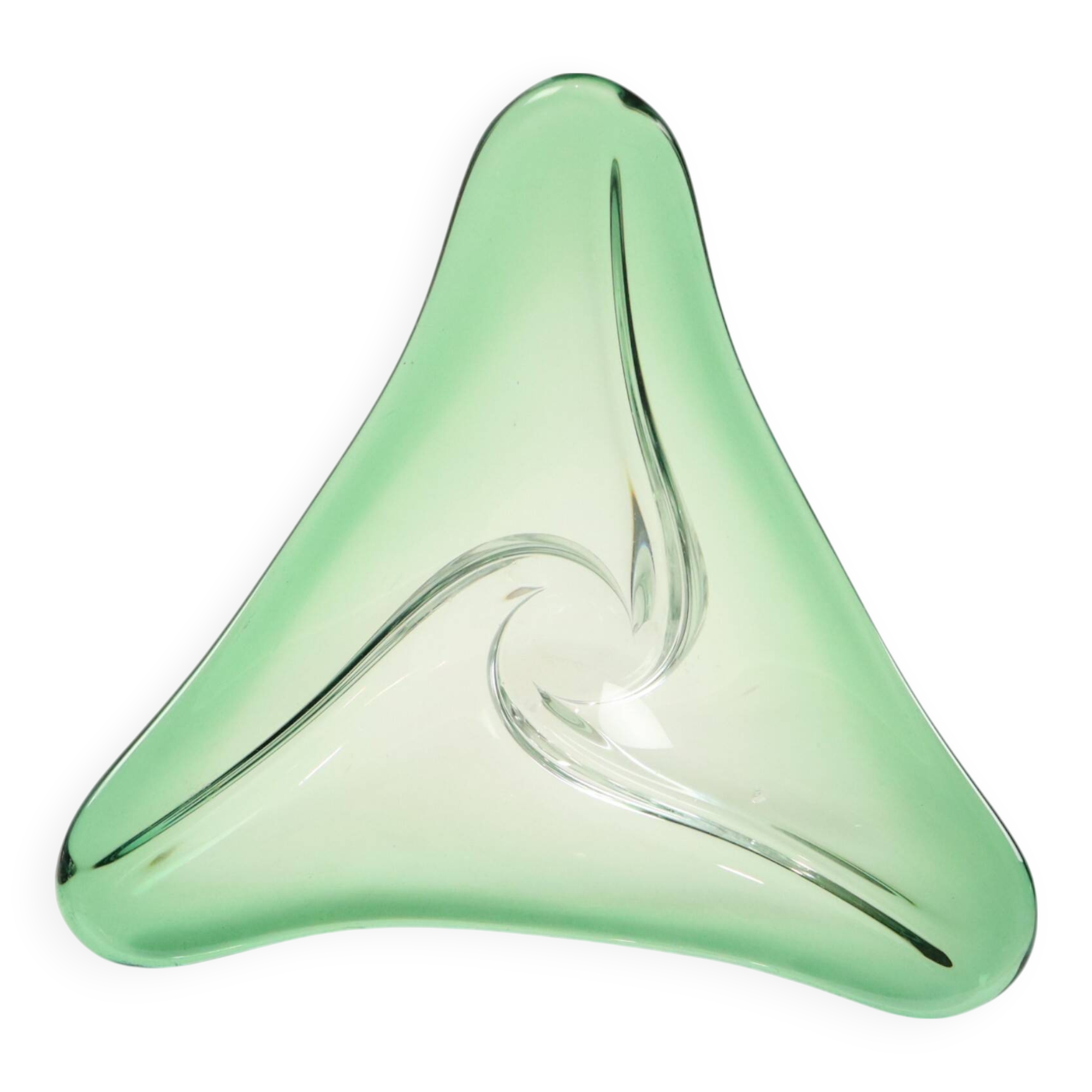 Vintage Green Crystal Bowl Val Saint Lambert 1960s