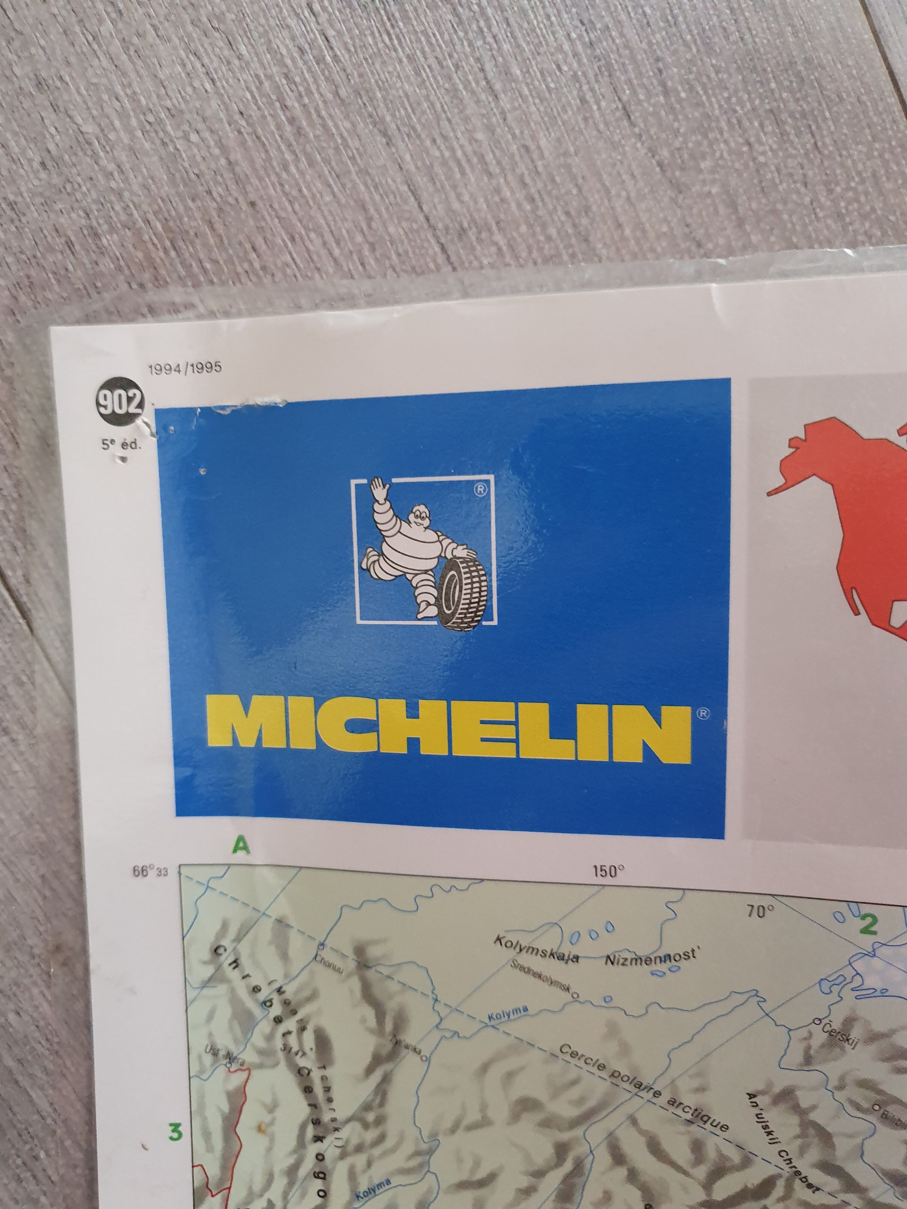 World map laminated vintage michelin 1994 1995 143cm on 100cm