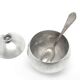 Mid-century modern sugar bowl, silver-plated brass, Poland, 1960s
