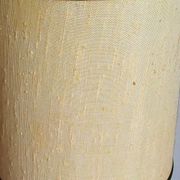 Modernist lamp chromed metal 70s, beige canvas lampshade