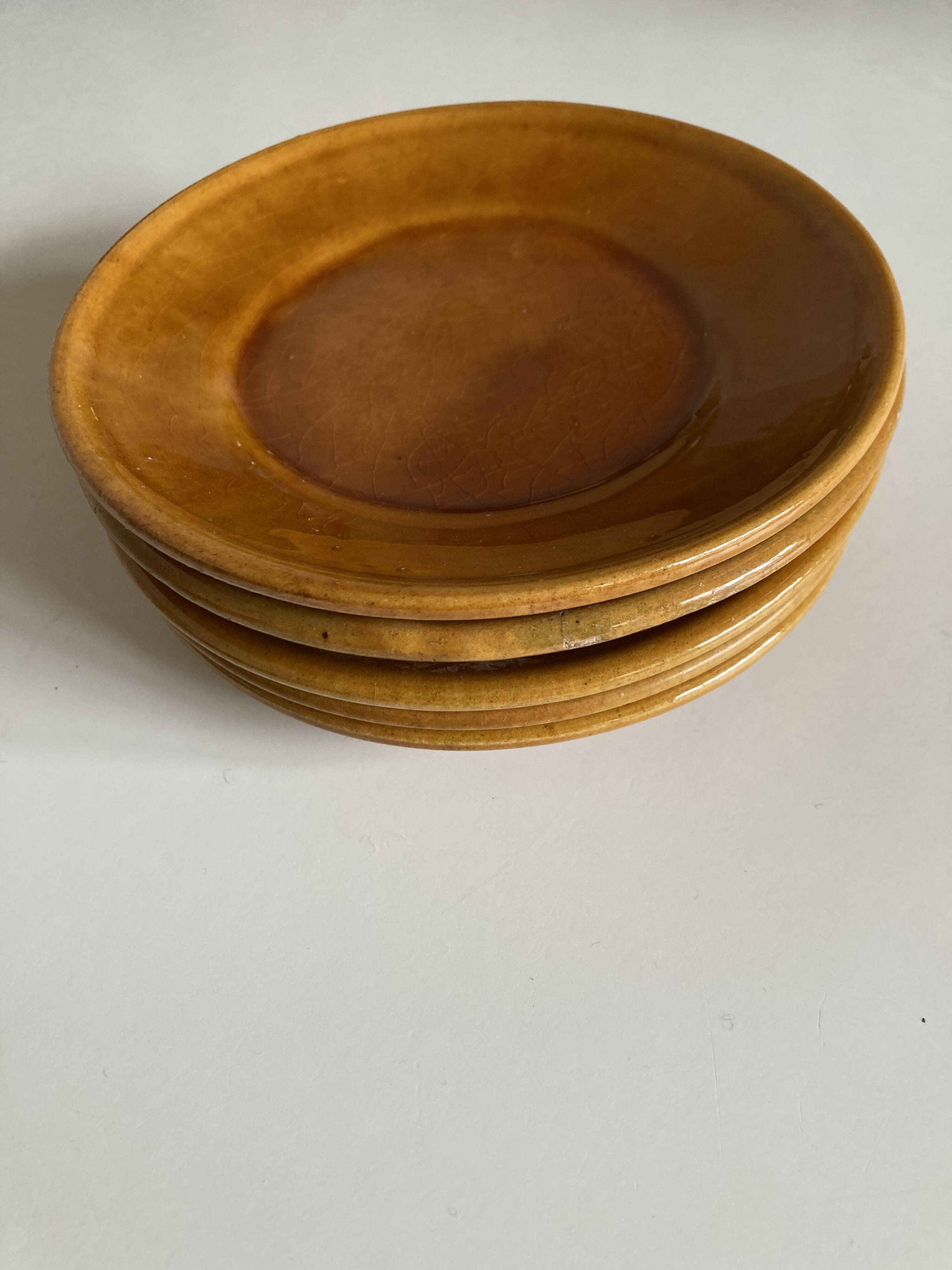 Set de 5 assiettes XS en terre vernissée de Biot 1960