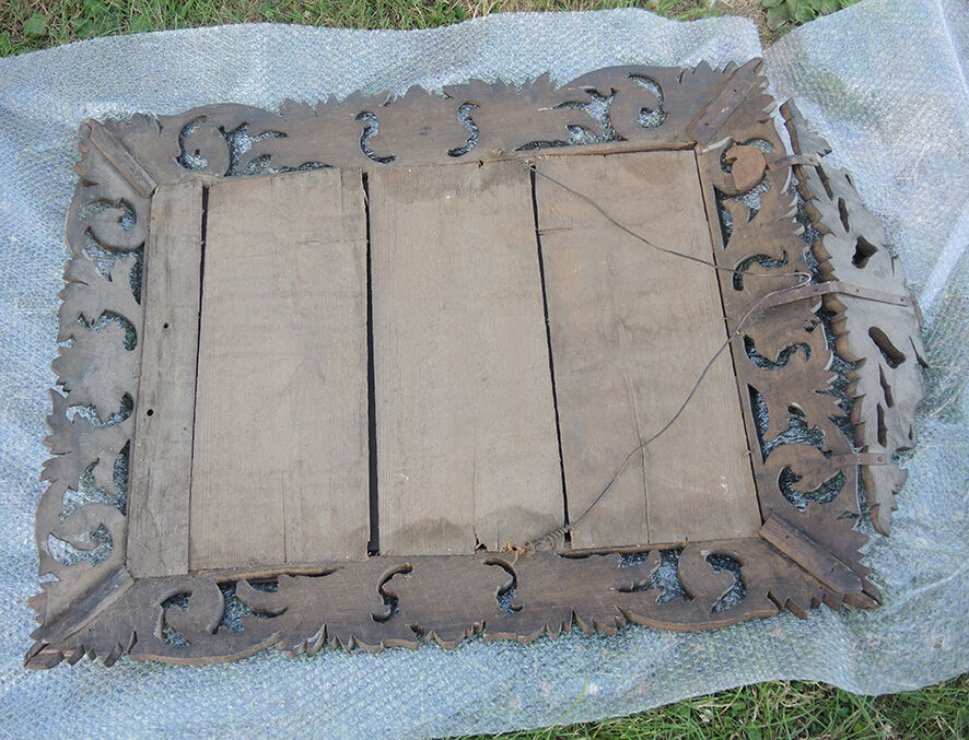 Mirror wooden carved lions 77x107cm