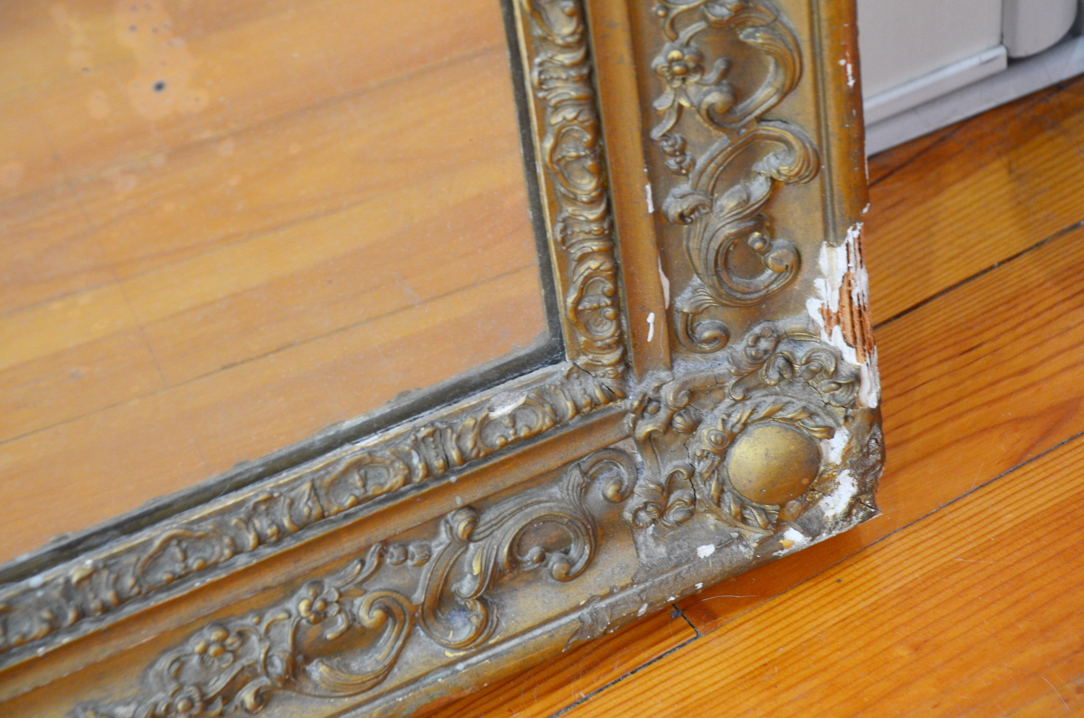 19th century fireplace mirror 128 x 107 mercury and stucco