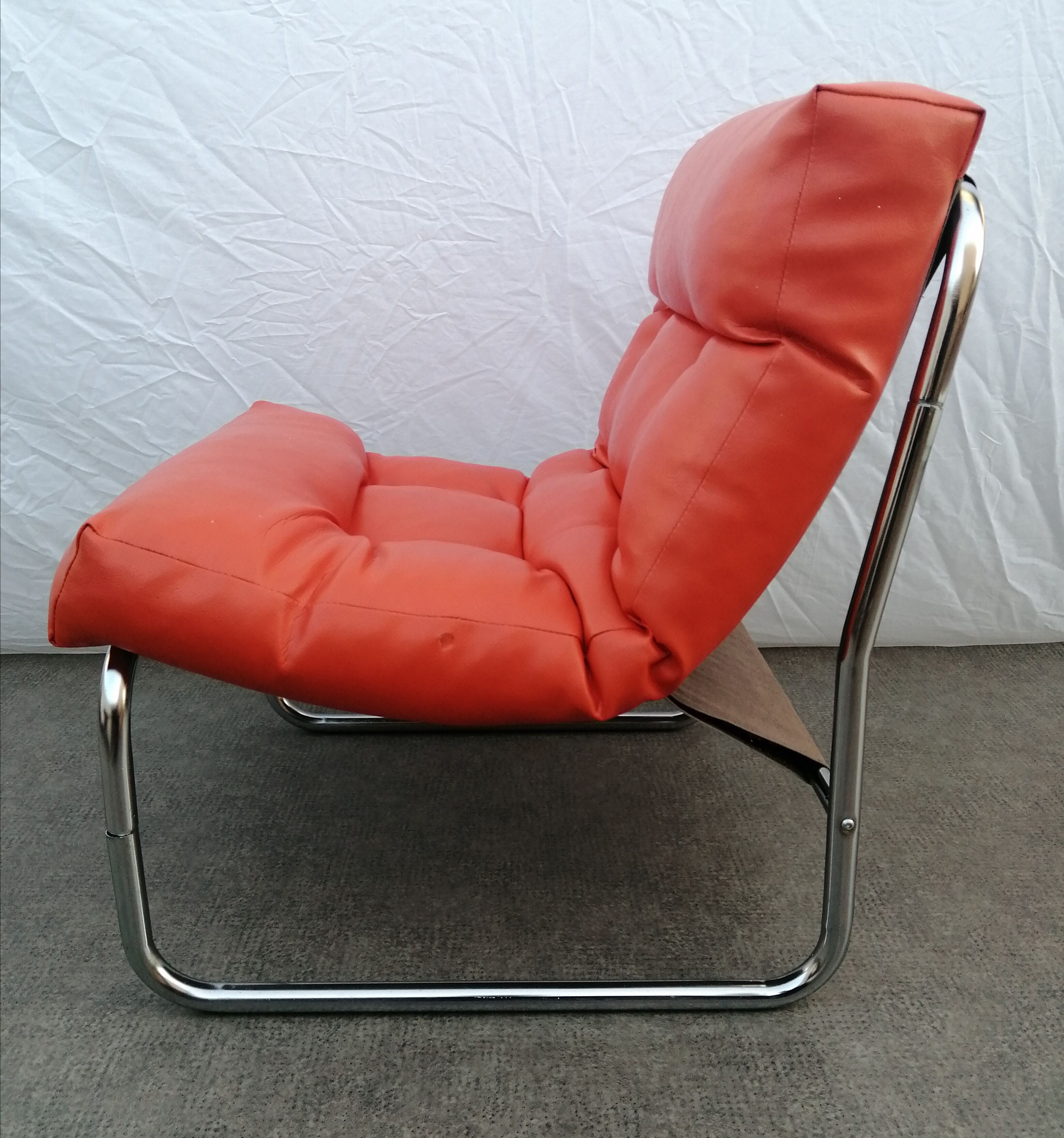 Orange pixi model armchair designed for Ikea by designer Gillis Lundgren 1970