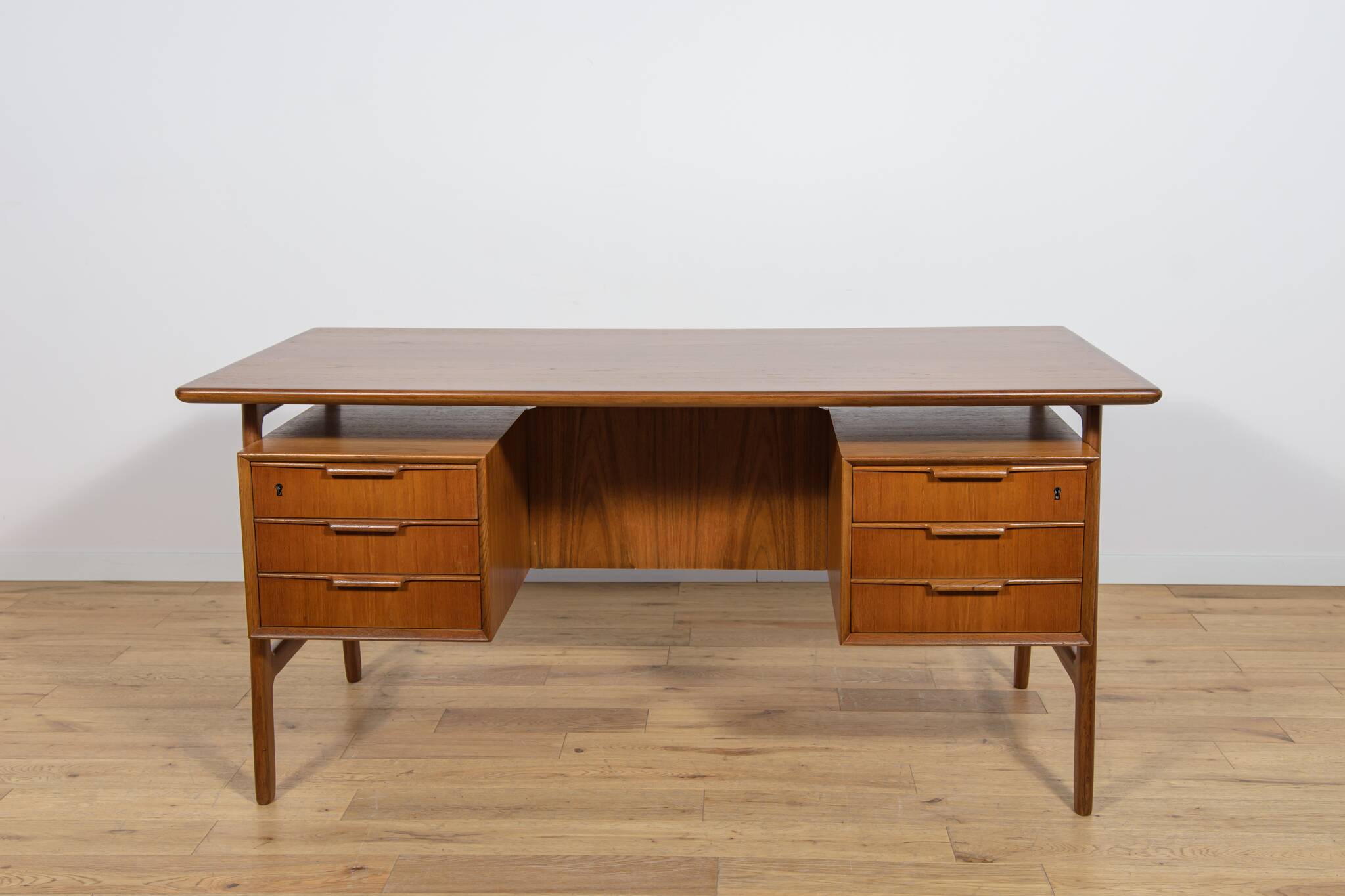 Mid-Century Model 75 Freestanding Teak Desk from Omann Jun, Denmark, 1950s