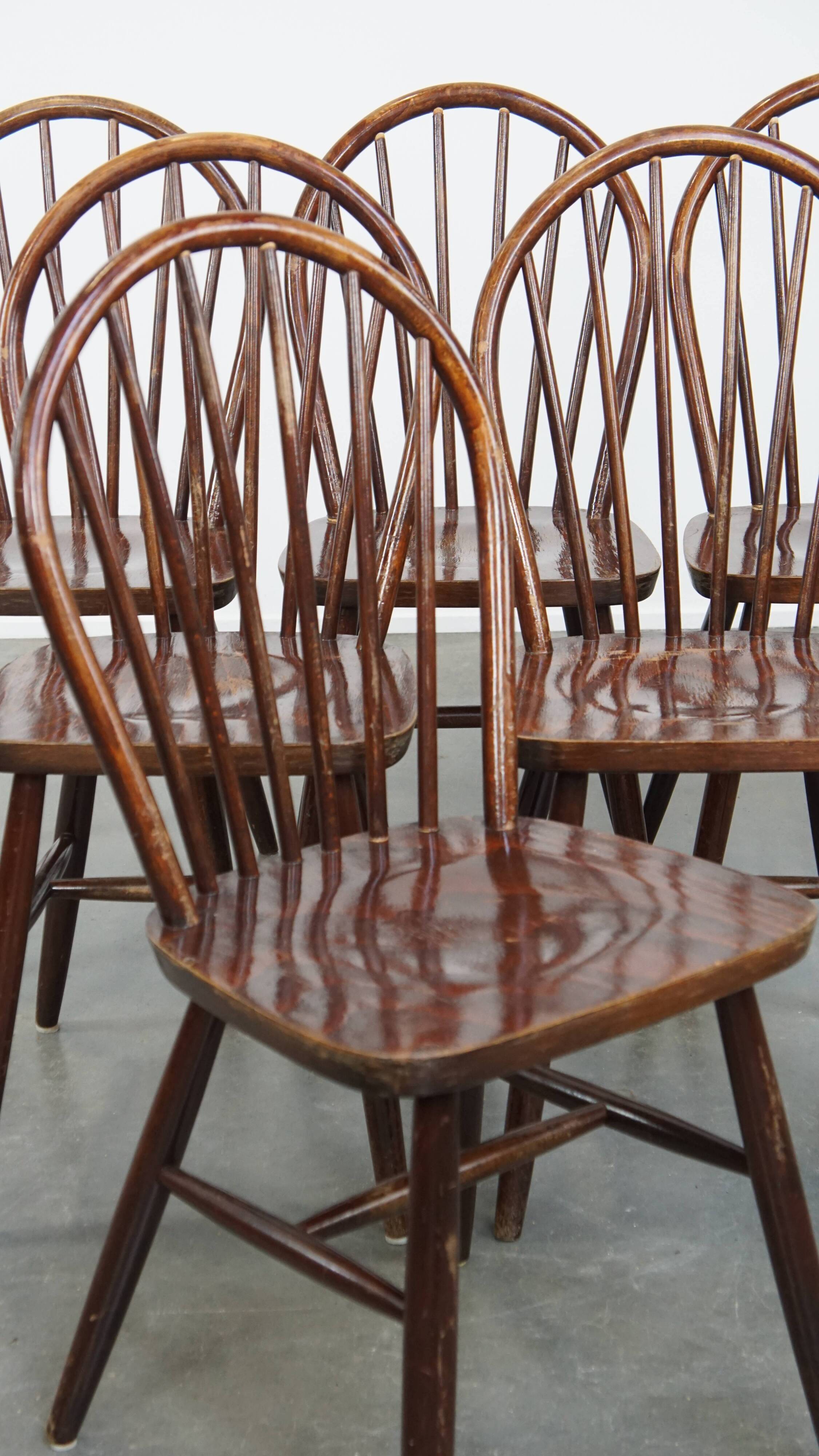 Set of 6 Vintage Wooden Windsor Spindle Chairs