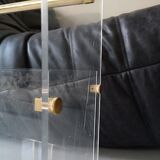 Magazine holder plexi and brass, David Lange, 1970