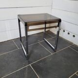 End table with chrome foot and plexiglass top from the 70s