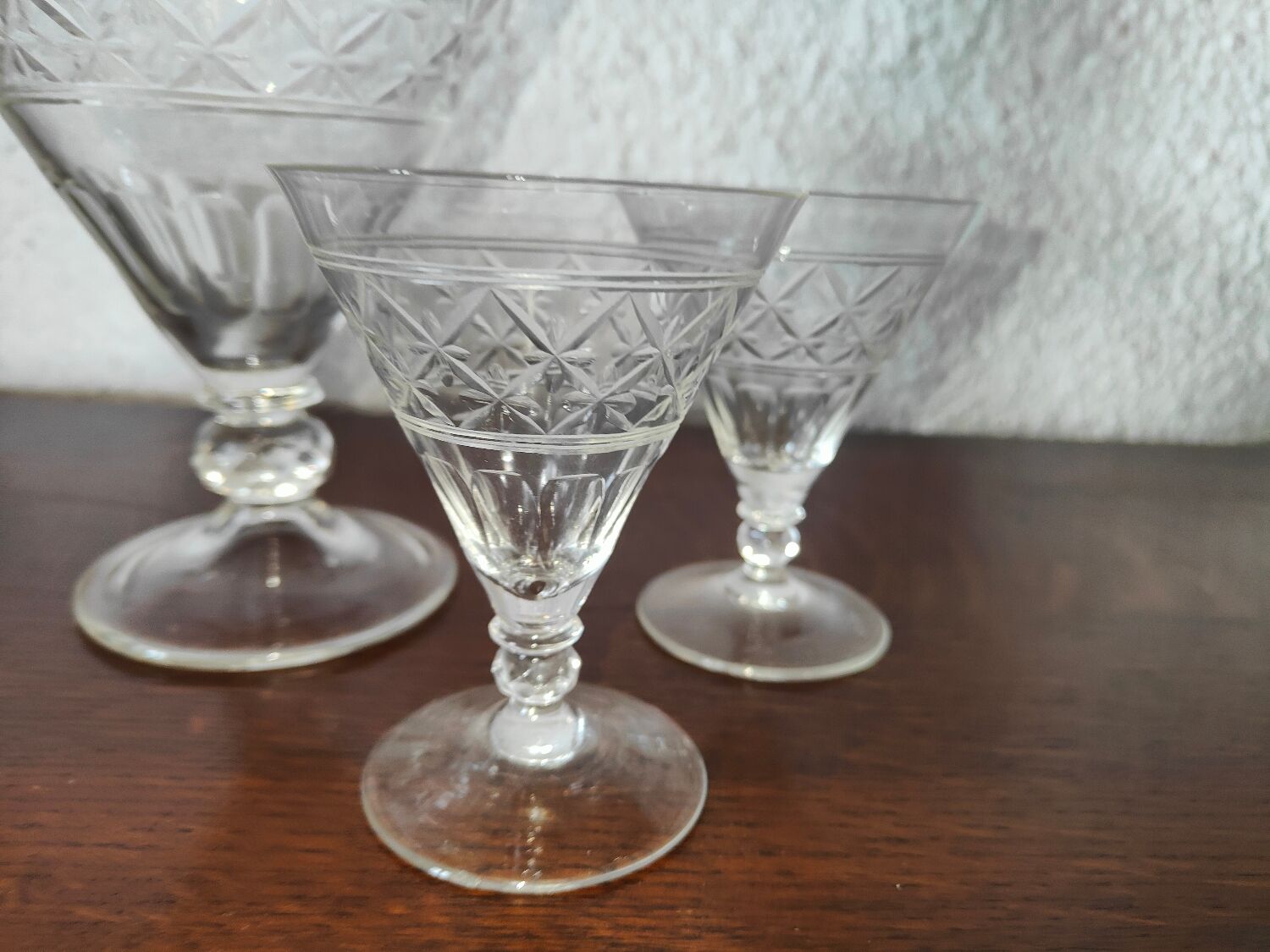 Port carafe in bohemian cut crystal and its 4 Glasses