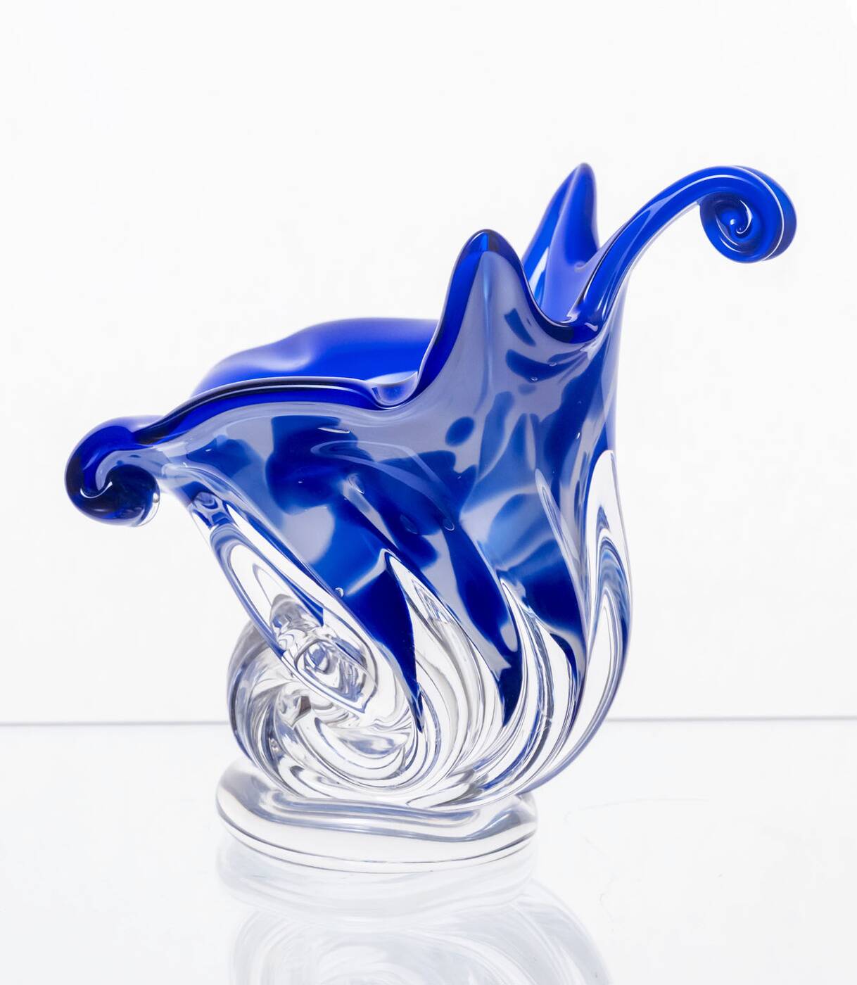 Blue Hand-Shaped Glass Vase, 1970s