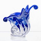 Blue Hand-Shaped Glass Vase, 1970s