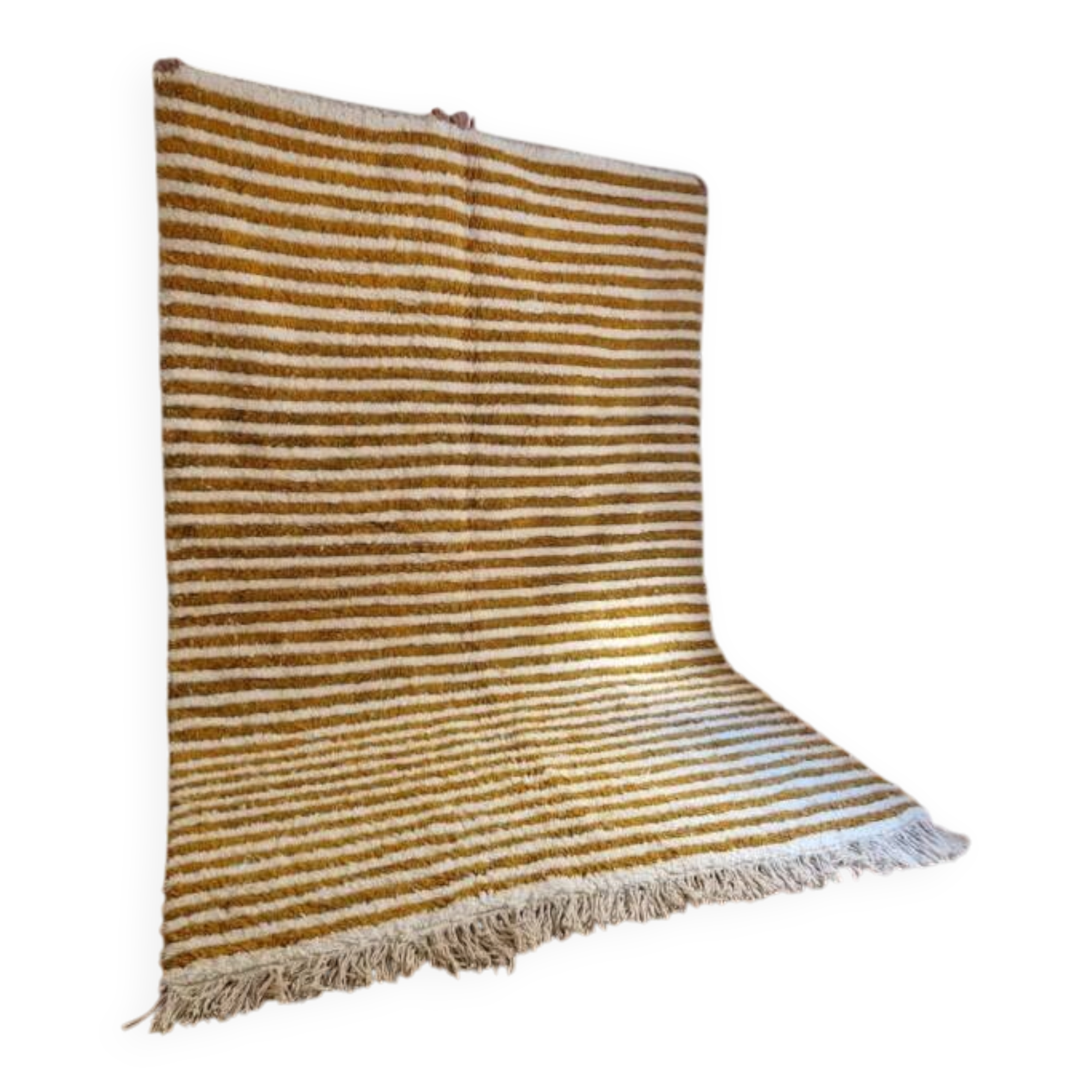 Tapis marocain tissé à la main - design à niveaux marron foncé - laine - 303 x 202 cm