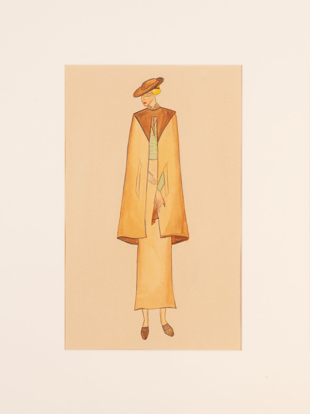 Art déco fashion illustration, gouache on paper, 93 x 52 cm