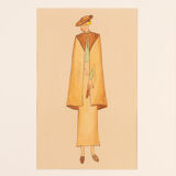 Art déco fashion illustration, gouache on paper, 93 x 52 cm