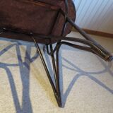 Vintage children's desk console bamboo rattan curved wood Thonet style 80s dark mahogany