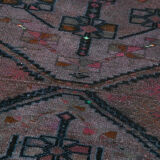 Handwoven distressed anatolian purple runner carpet 85 cm x 317 cm
