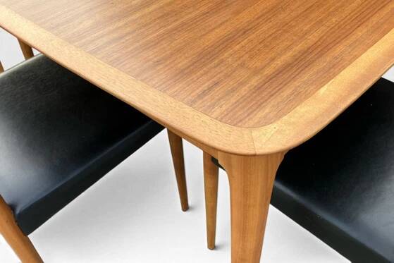Extendable vintage Lübke table with 4 Lübke teak chairs