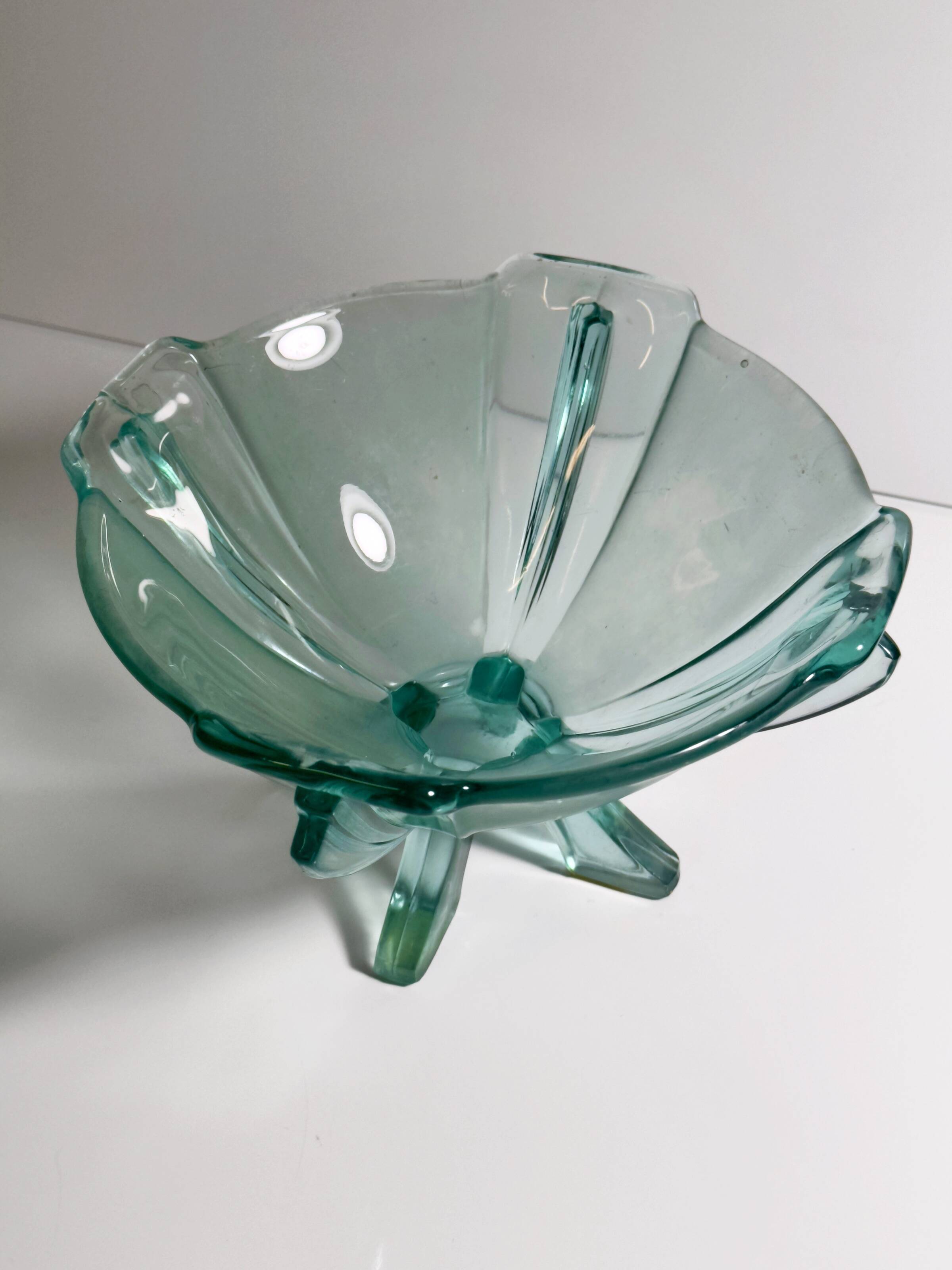Art Deco Footed Glass Bowl by Stölzle Austria - 1930s