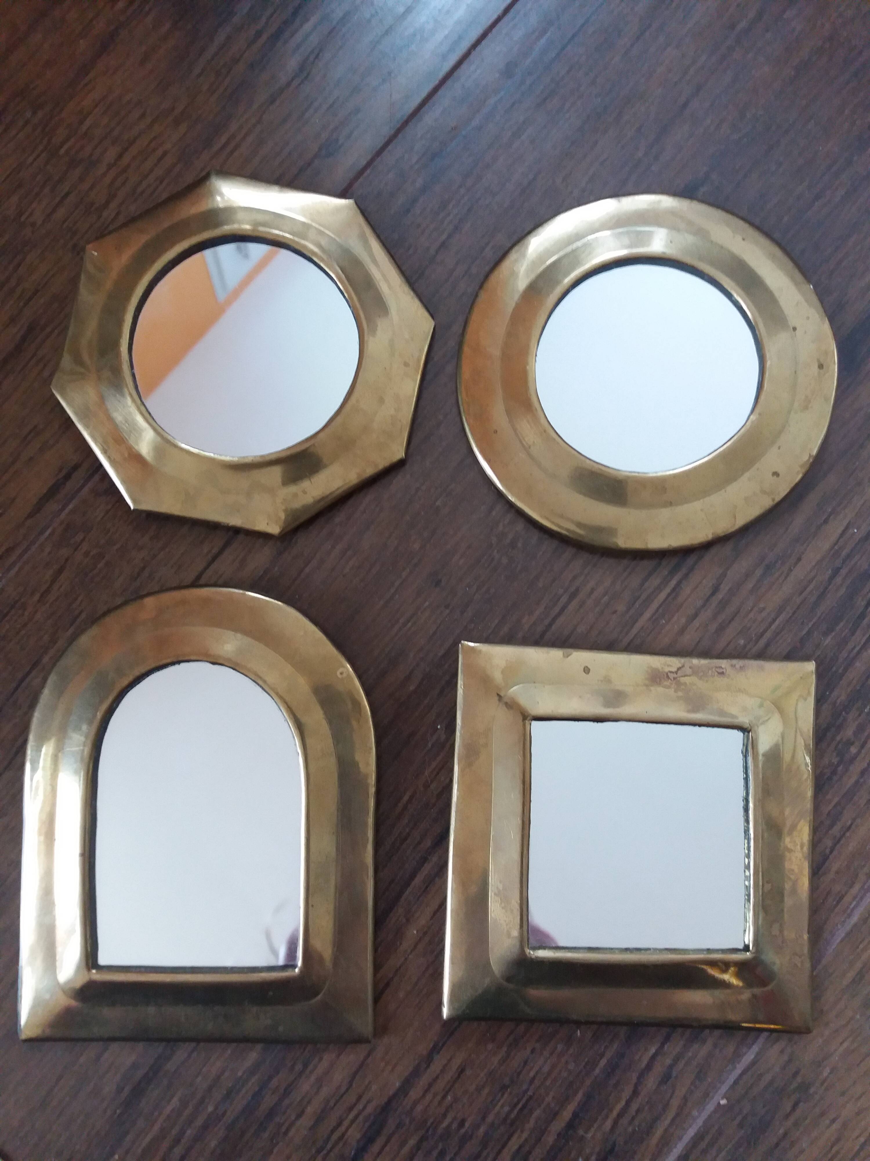 Moroccan brass mirror, set of 4