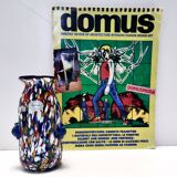 Blue Murano Glass Vase Attributed to Fratelli Toso with Murrines, Italy