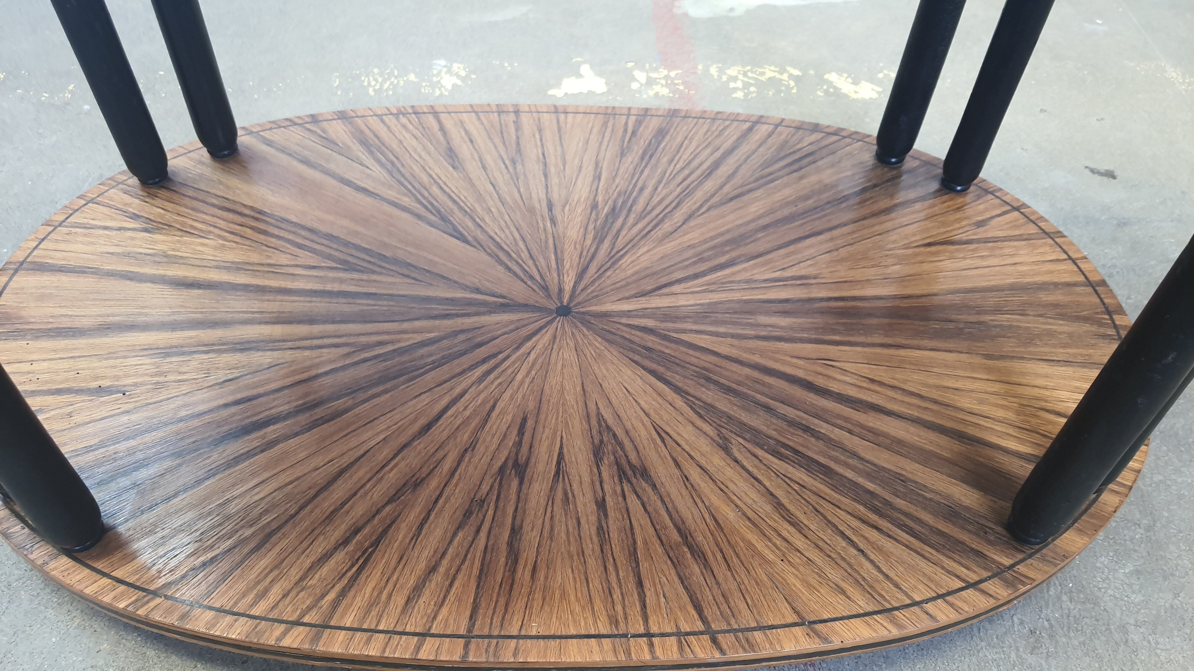 Art deco tea table Maurice Dufrène oval zebrano