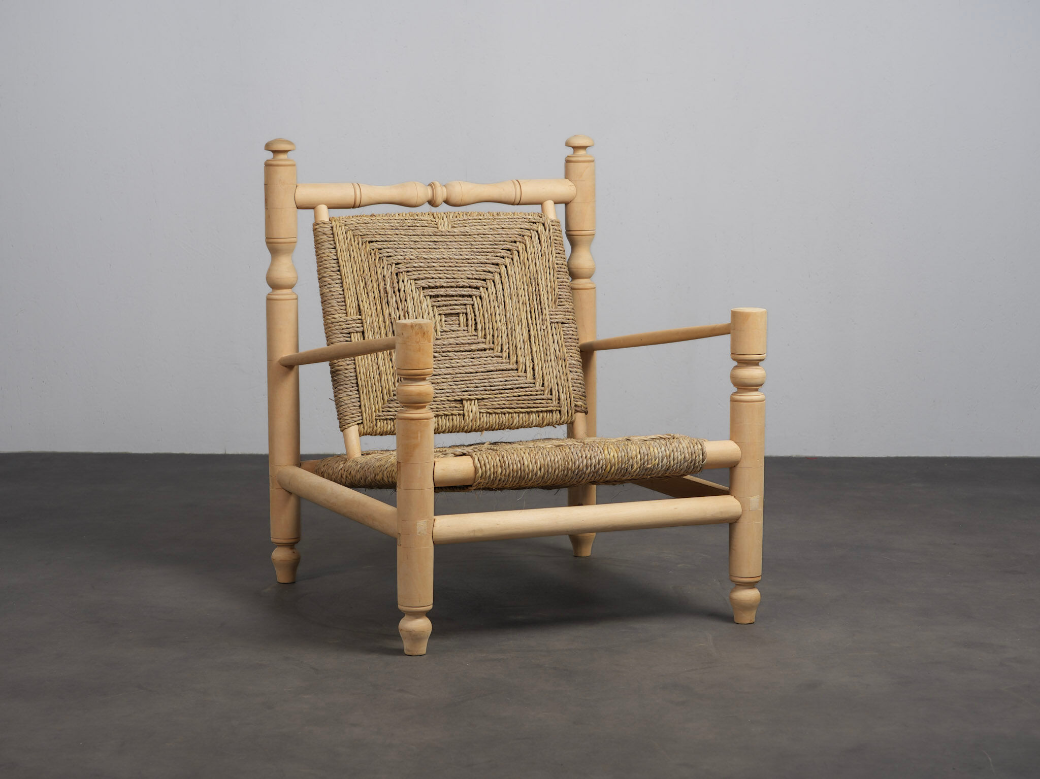 Chaise longue en herbe de mer tissée, France, années 1970