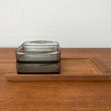 Mid-Century Danish Teak Cabaret Trays with Holmegaard Glasses, 1960s, Set of 4