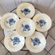 6 hollow plates Digoin Sarreguemines blue flowers 30s