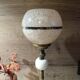 Lampe art déco 1930 laiton, albâtre, globe verre de Clichy rose
