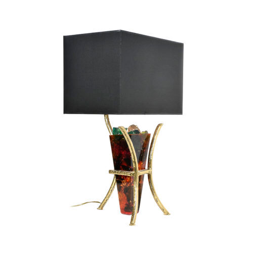 Pair of fractal resin and brass lamps by Henri Fernandez