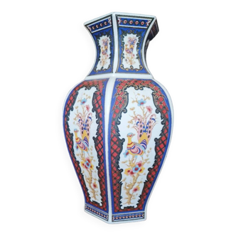 Vase asiatique hexagonal
