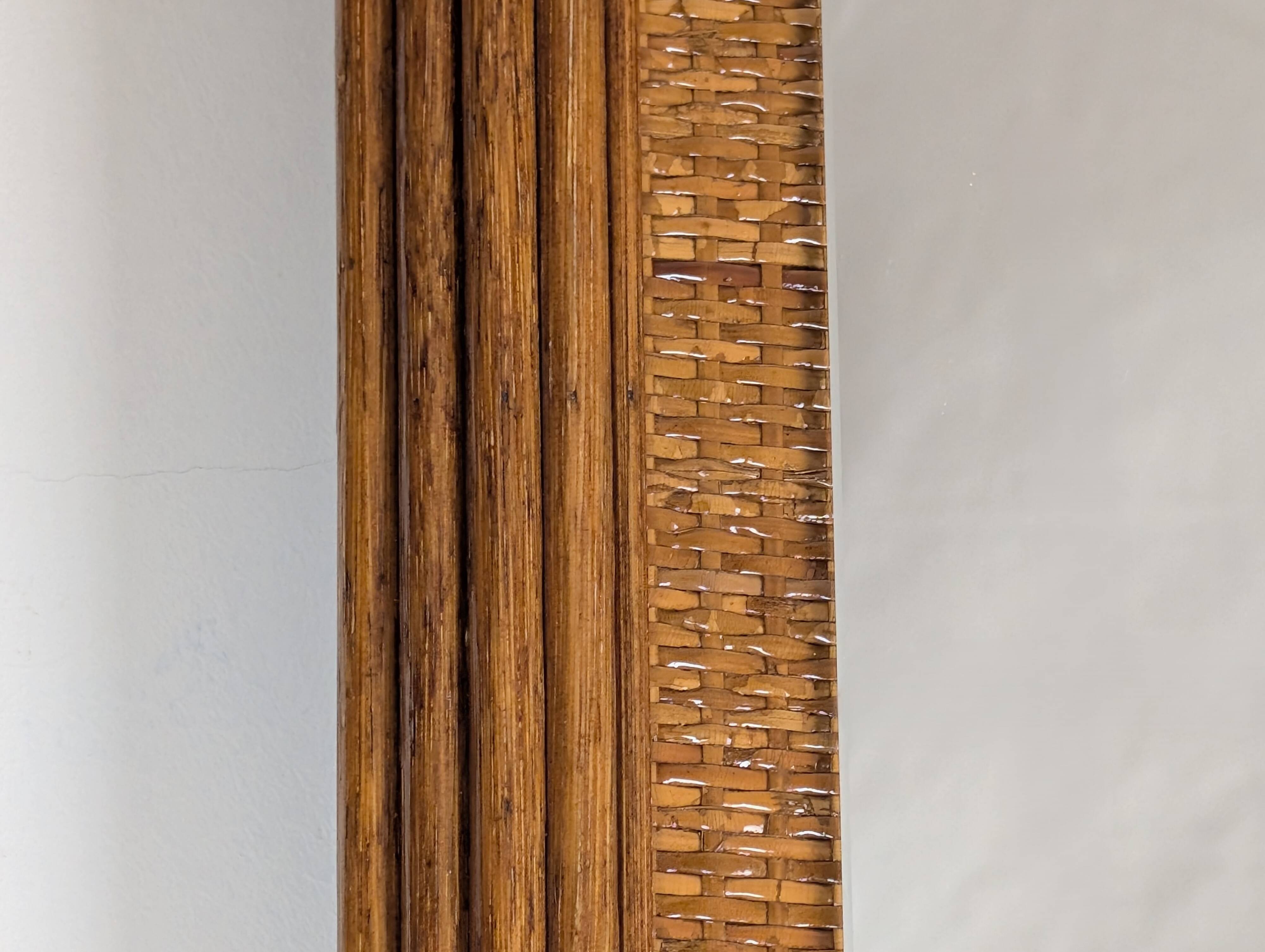 Wood and rattan mirror