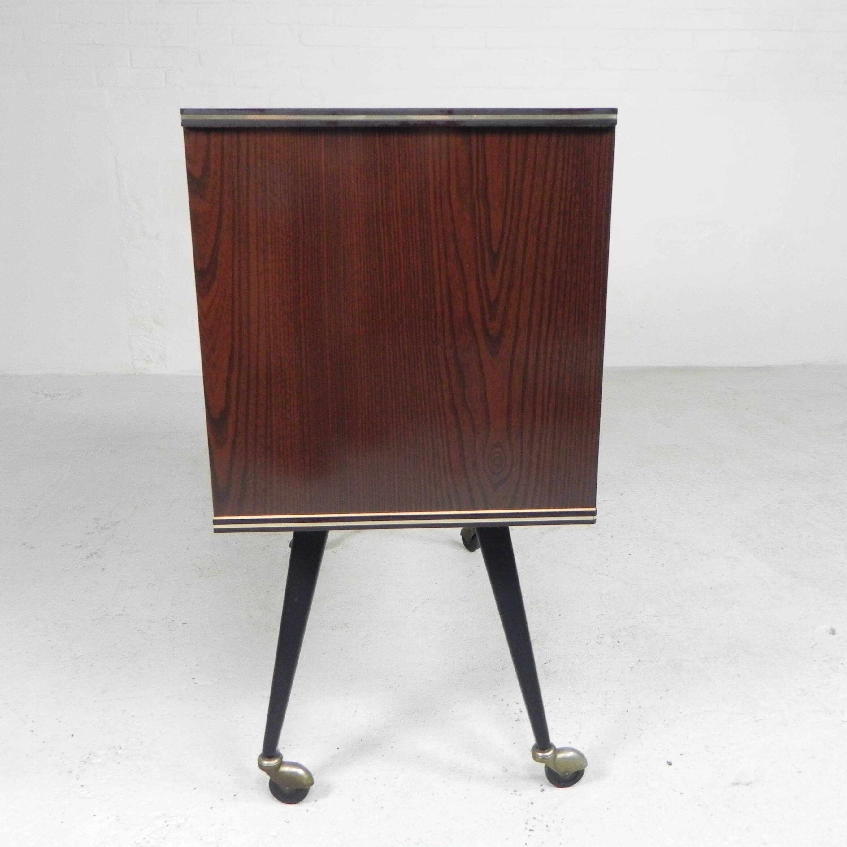 Vintage drinks cabinet, bar on castors, 1960s