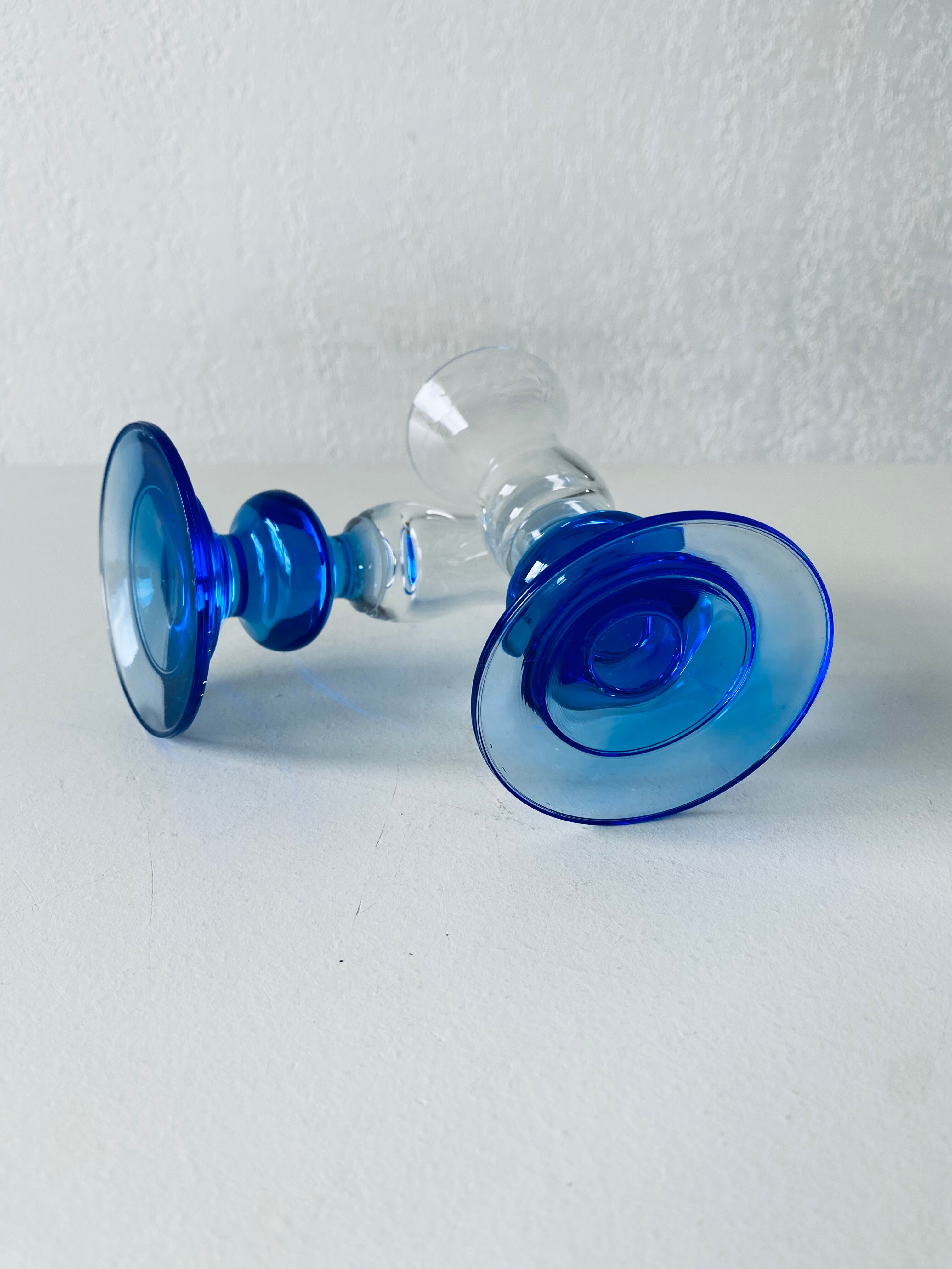 Pair of glass candle holders