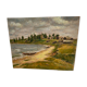 Gouache on panel “village by the water”