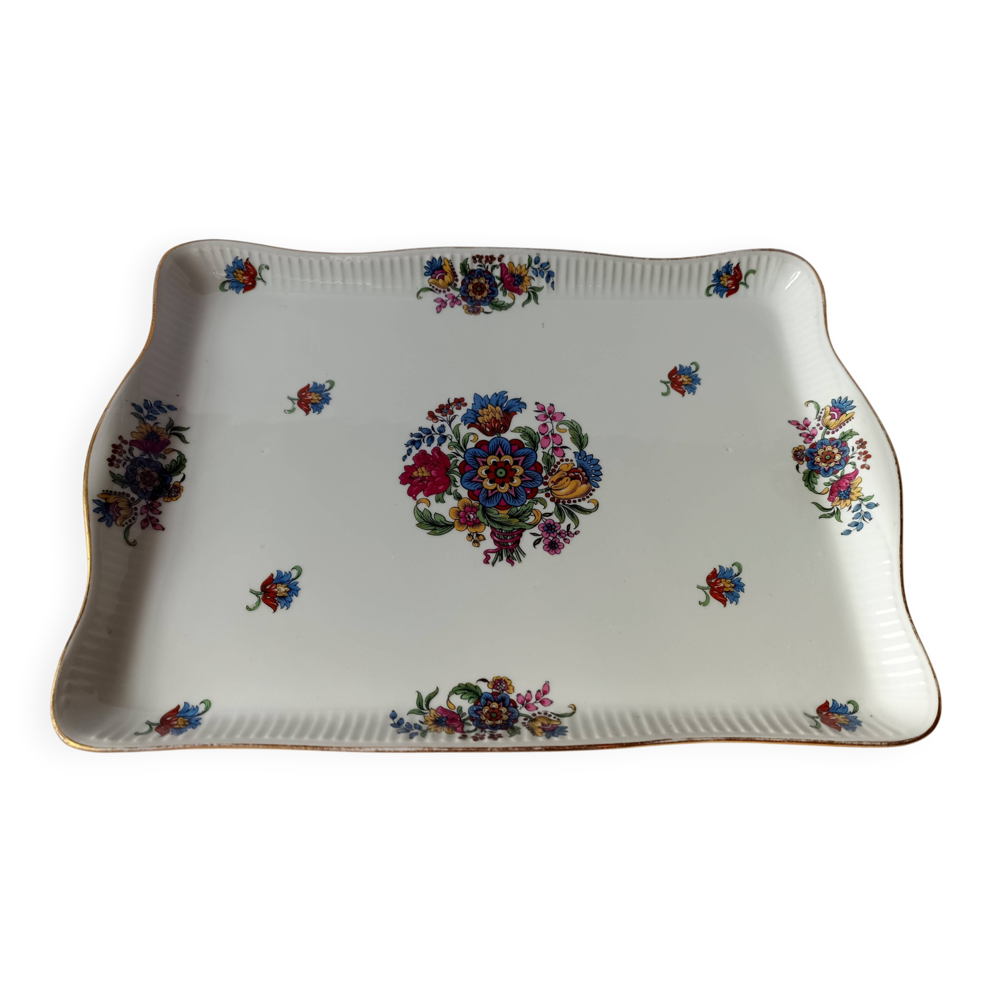 Limoges porcelain tray with floral bouquet motifs, early 20th century