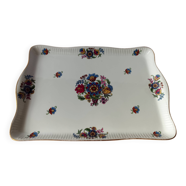 Plateau porcelaine de Limoges Motifs fleurs bouquet Début XXème