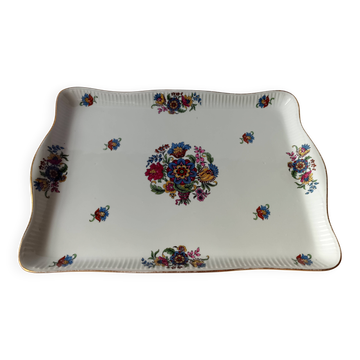 Plateau porcelaine de Limoges Motifs fleurs bouquet Début XXème