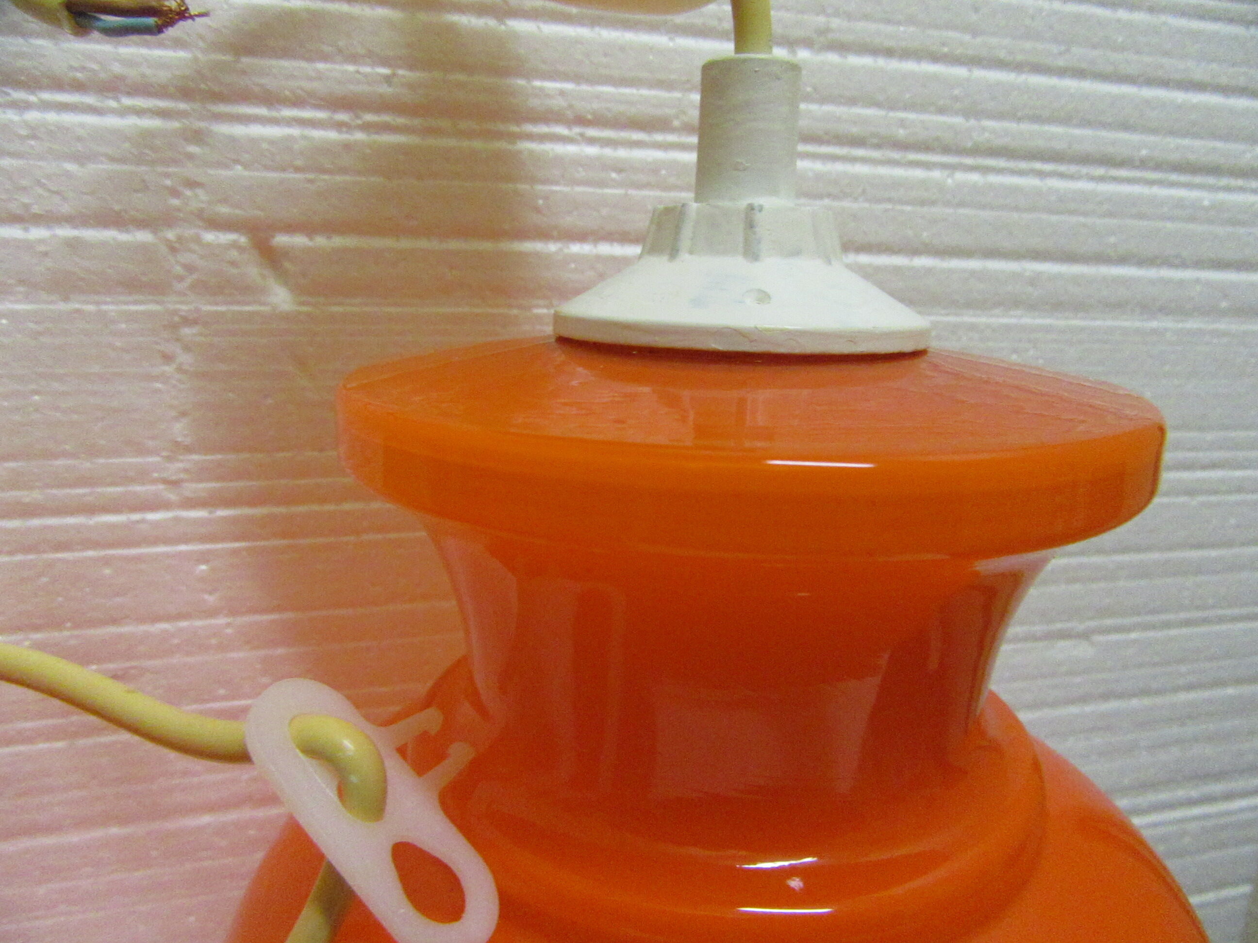 Pair vintage orange hanging lamps