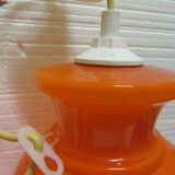 Pair vintage orange hanging lamps